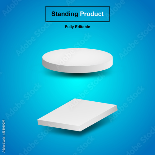 white pedestal podium display, color changeable vector product display stand.
