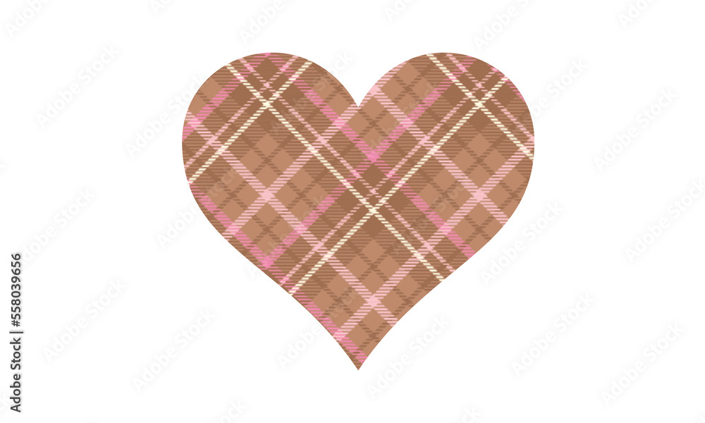 Pink and cream checkered heart on white isolated background for valentines Pink and cream checkered heart on white isolated background for valentines