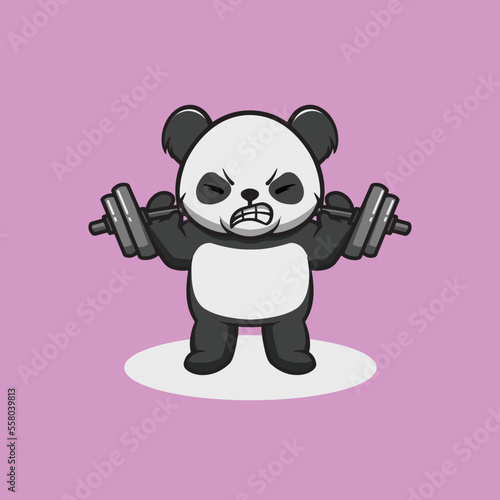 Cute panda work out cartoon illustration