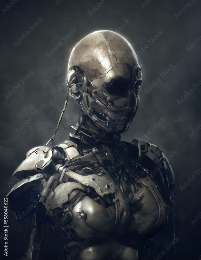 Generative AI : Cyborg warriors with extensive biomechanical modifications, dark gritty futuristic soldiers