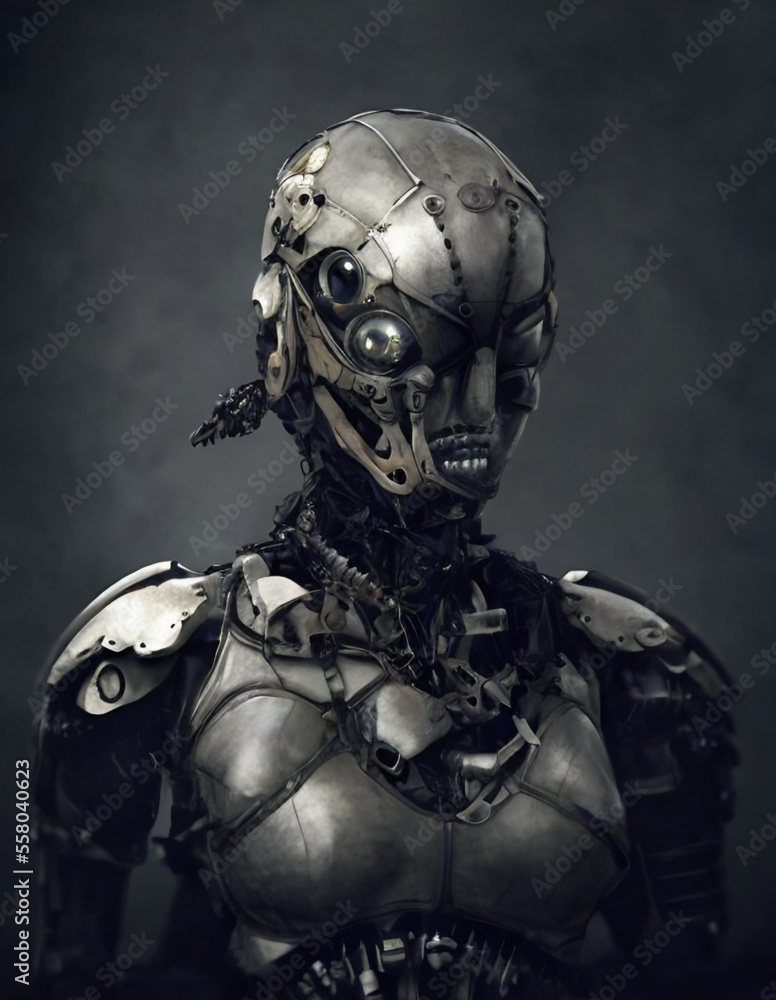 Generative AI : Cyborg warriors with extensive biomechanical modifications, dark gritty futuristic soldiers