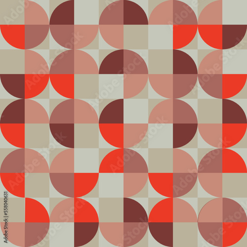 Pattern Squares Round Seamless Brown Grey