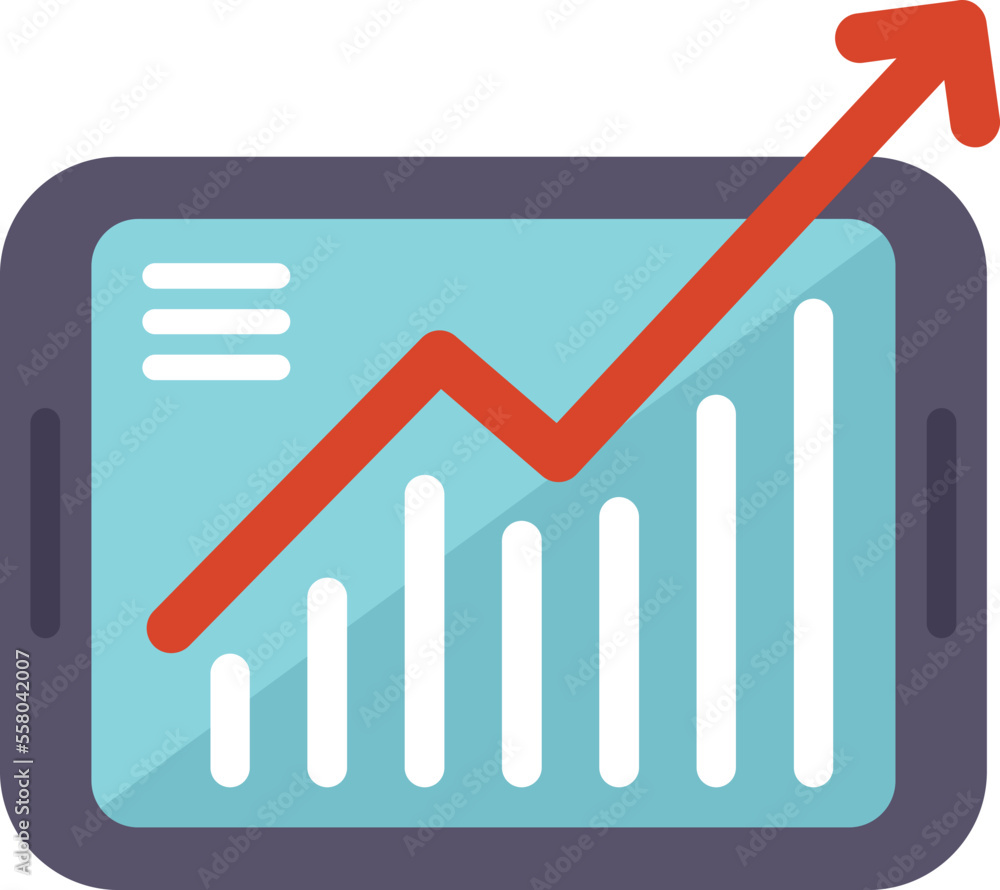Data graph tablet icon flat vector. Online media. Social service isolated Data graph tablet icon flat vector. Online media. Social service isolated