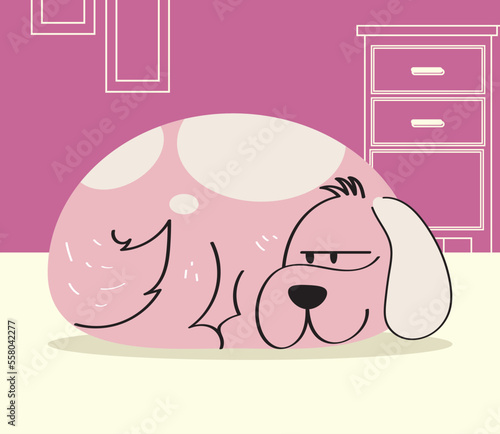 pink dog lying