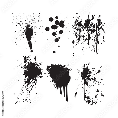Paint ink splatter, stains set. Illustration splash and drip design, silhouette blob spray collection. Vector isolated , splat brush vector