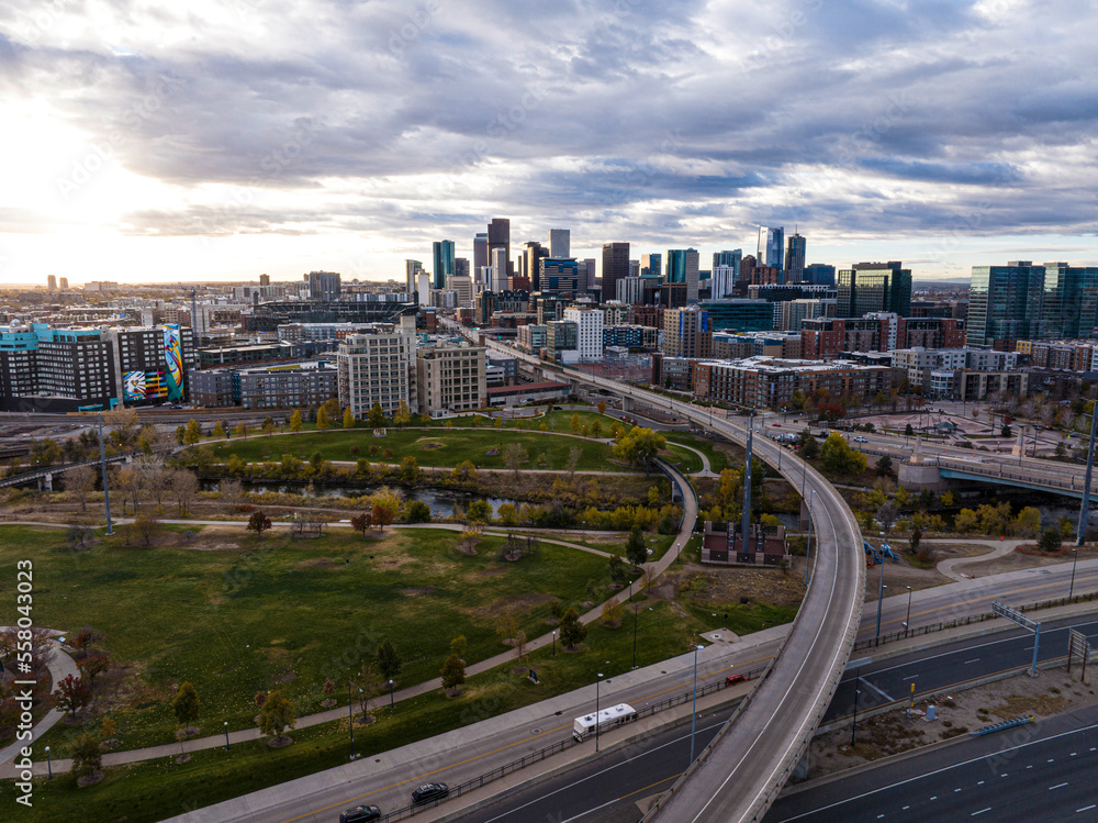 Aerial View of Denver in the Fall