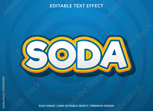 soda editable text effect template with 3d style and abstract background