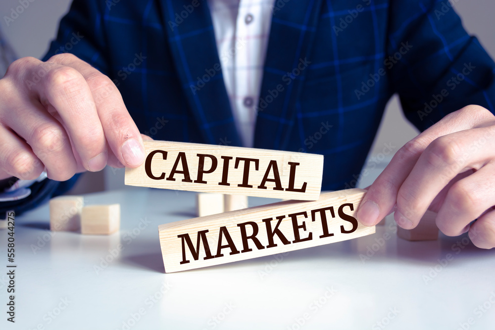 Obraz premium Wooden blocks with words 'CAPITAL MARKETS'. Business concept