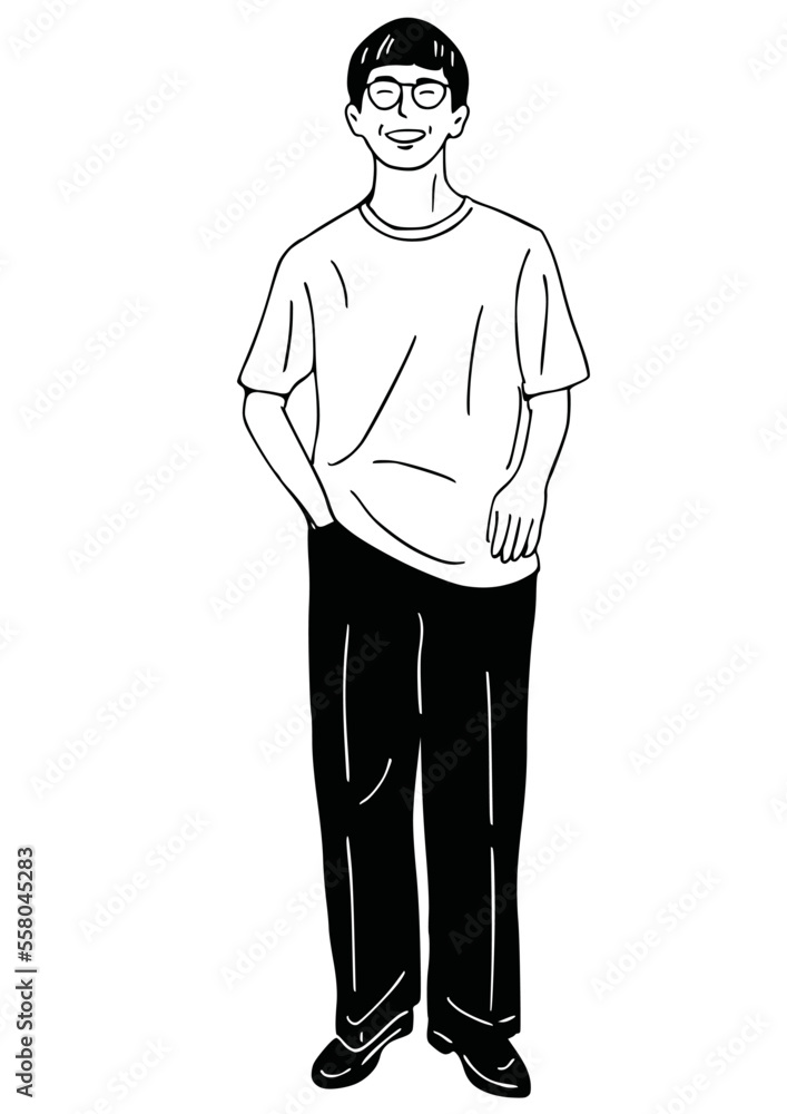 man walking casual style street wear man hand drawn art illustration