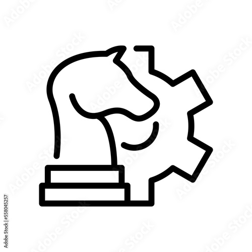 Chess game, development strategy, thinking improvement line icon