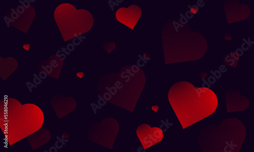 Red Heart shape Valentine day bokeh background