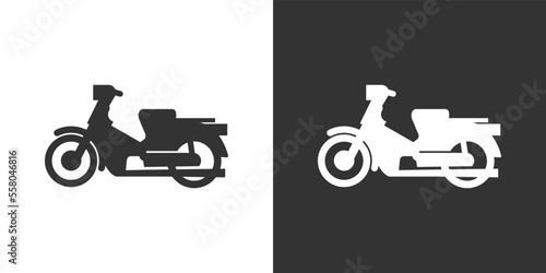 Motorcyle icon. Kind of motorcycle from moped, scooter, roadster, sports, cruiser, touring, scrambler, trial bike, and chopper.