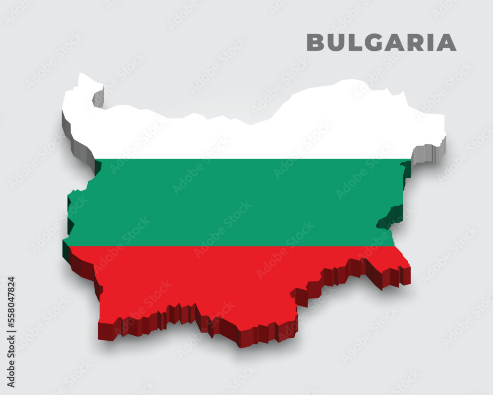 Bulgaria 3d map with national flag Bulgaria 3d map with national flag