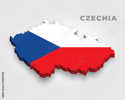 3d map of Czechia with flag