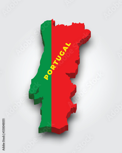 3d map of Portugal with flag