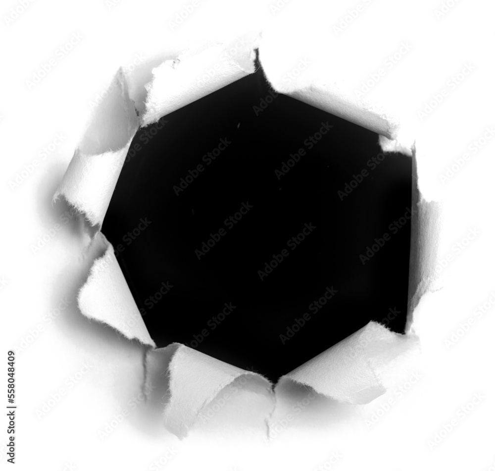 Ragged hole torn in ripped paper. Royalty highquality free stock PNG