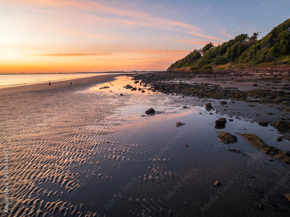 Seaside Sunrise with Cloud Reflections Seaside Sunrise with Cloud Reflections