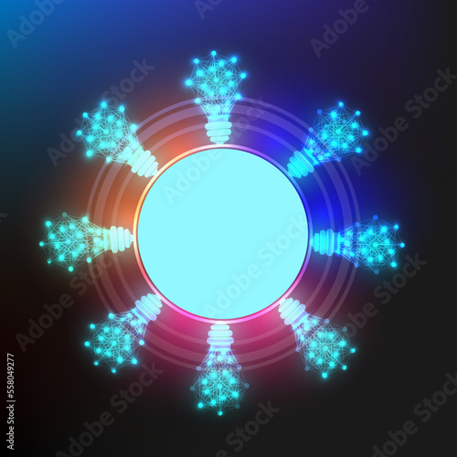 Bulbs ideas drawing education concept with blank for alphabets vector.Bulbs concept blank for word promotion.