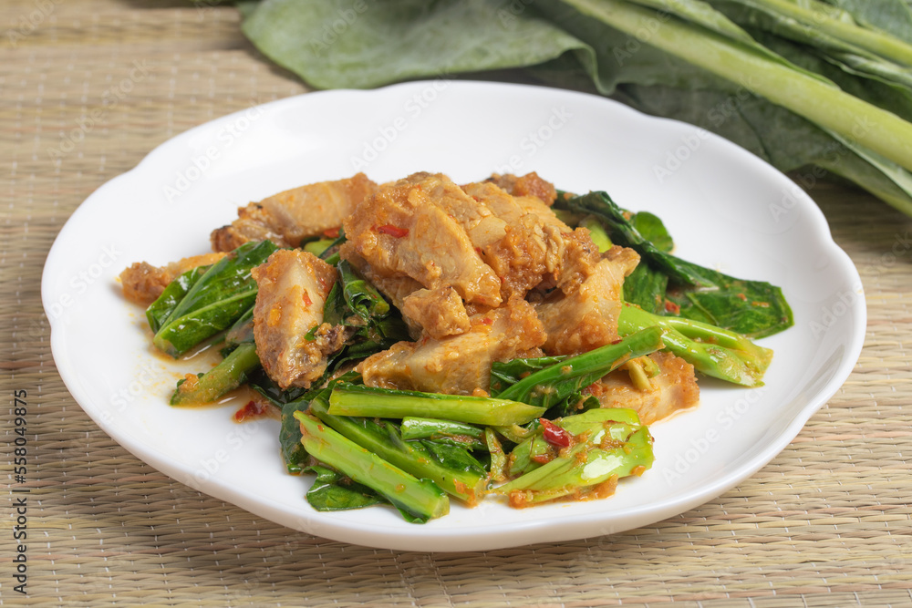 Stir Fried Crispy Pork Belly with Kale and Chili Paste Stir Fried Crispy Pork Belly with Kale and Chili Paste