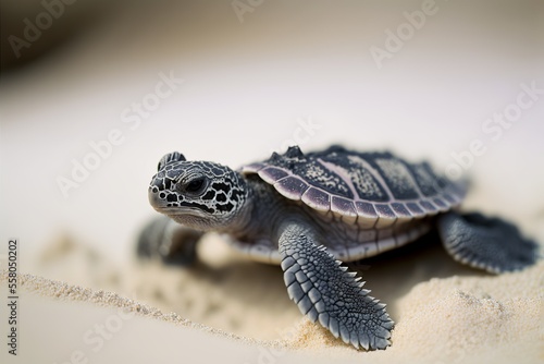 A Tiny Baby Turtle Making its Journey Across the Sand