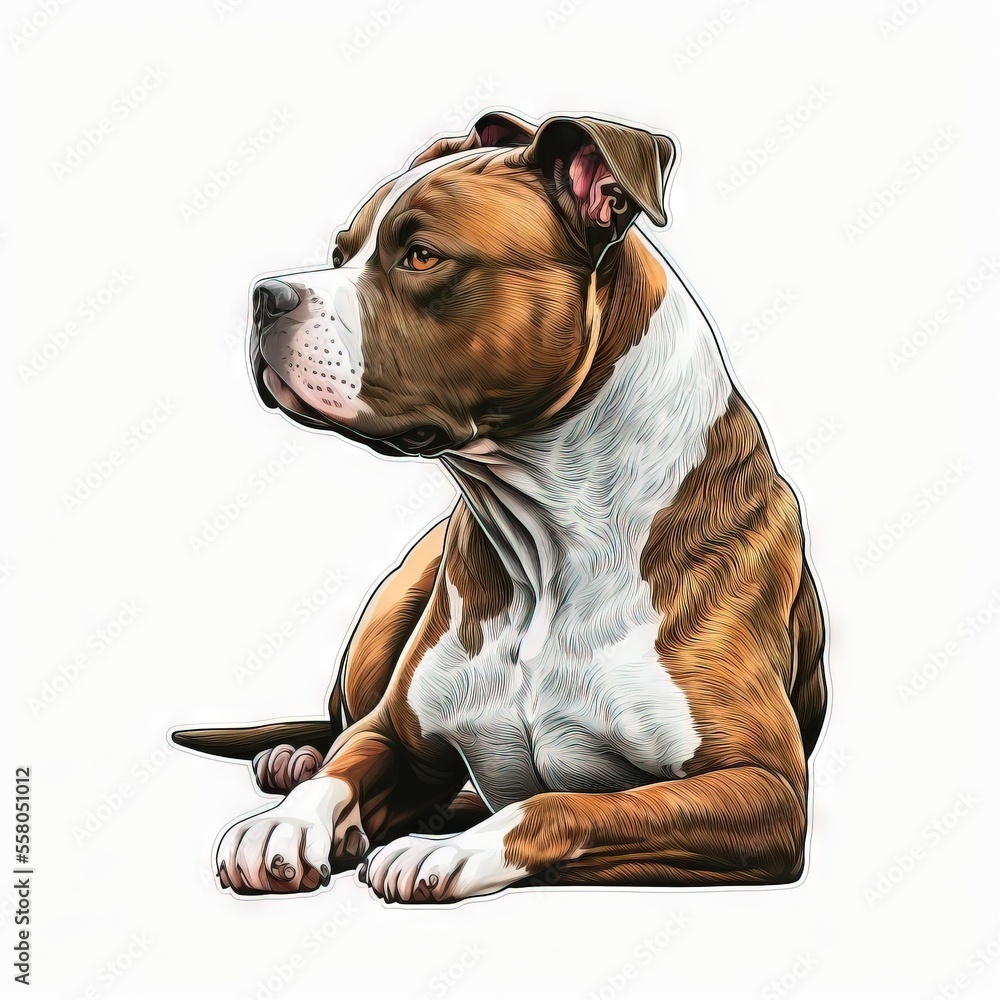 a brown and white dog laying on top of a white floor next to a white ...