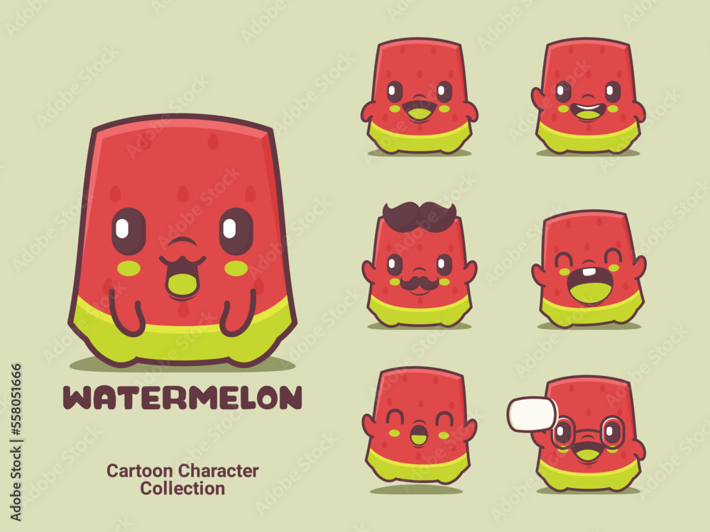 watermelon cartoon character fruit vector illustration