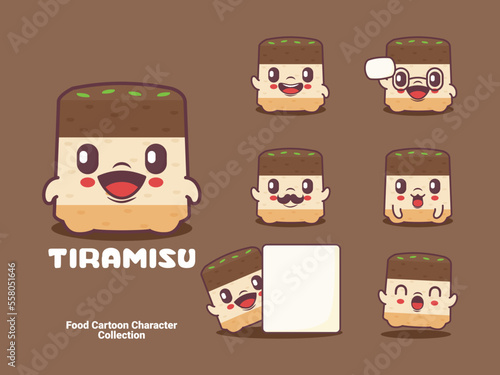 tiramisu cartoon character dessert vector illustration