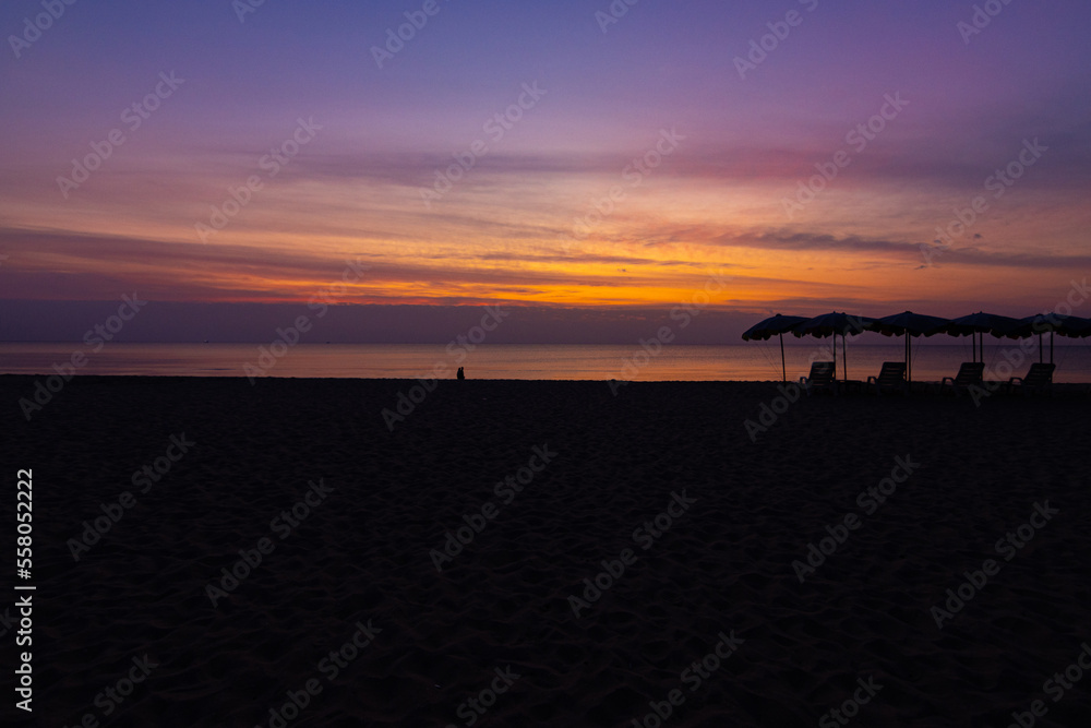 beautiful silhouette light the morning before sunrise ocean Asia Thailand