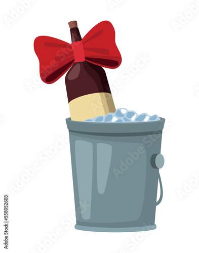 wine bottle in ice bucket