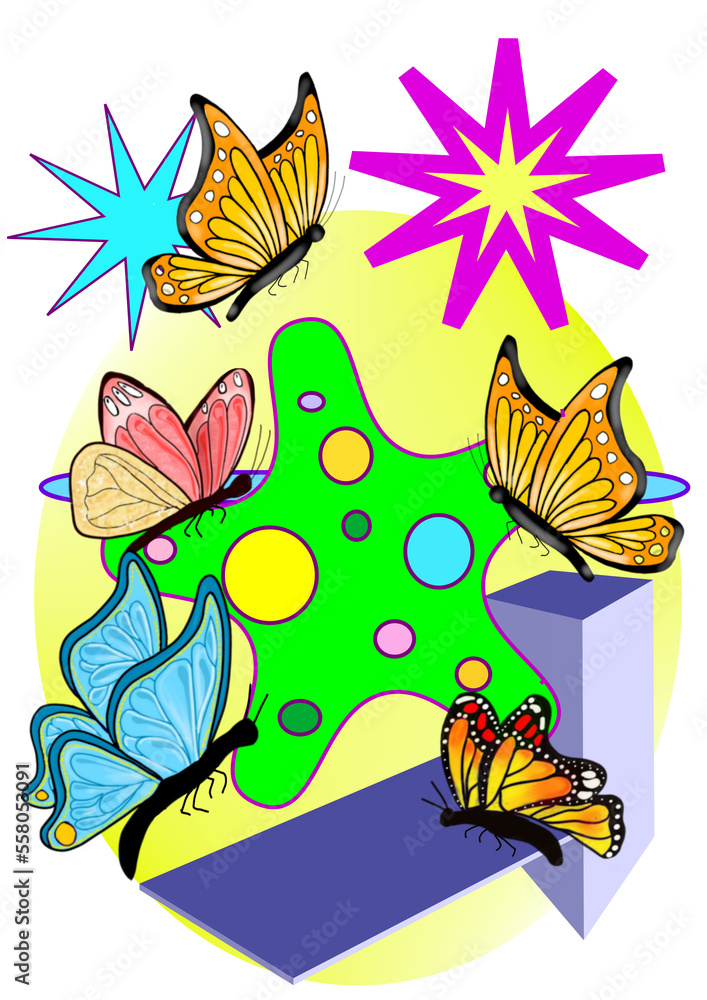 Obraz premium Papillons de printemps en couleurs.
