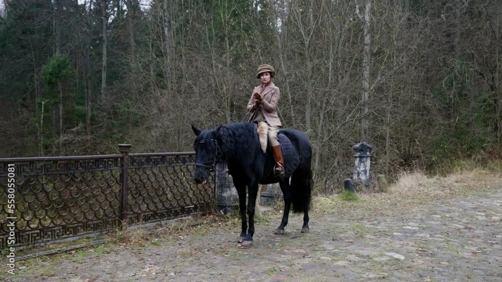 female horse rider in royal garden, riding in autumn day, beautiful lady on horseback, vintage female horse rider in royal garden, riding in autumn day, beautiful lady on horseback, vintage