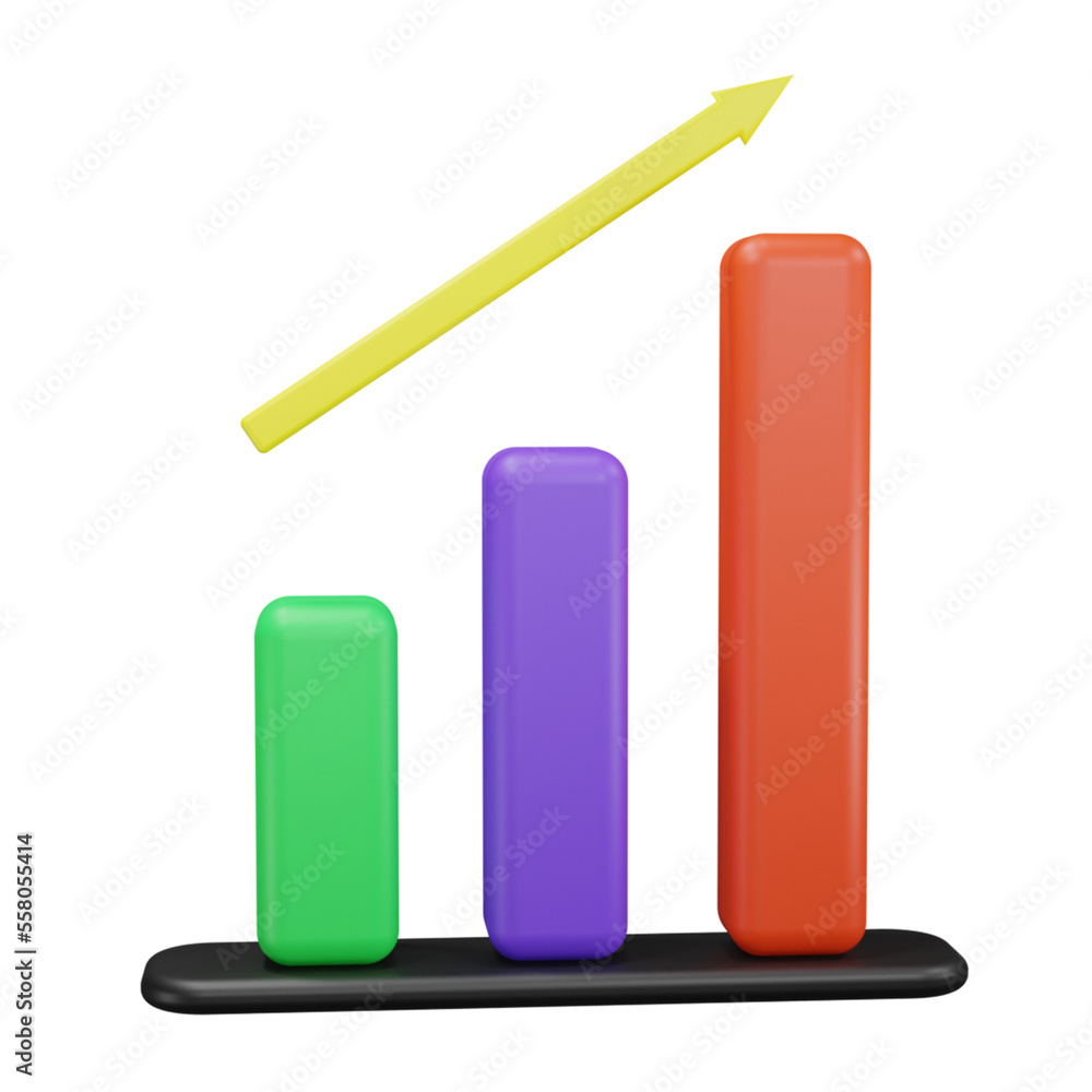 growing chart icon with 3d style growing chart icon with 3d style