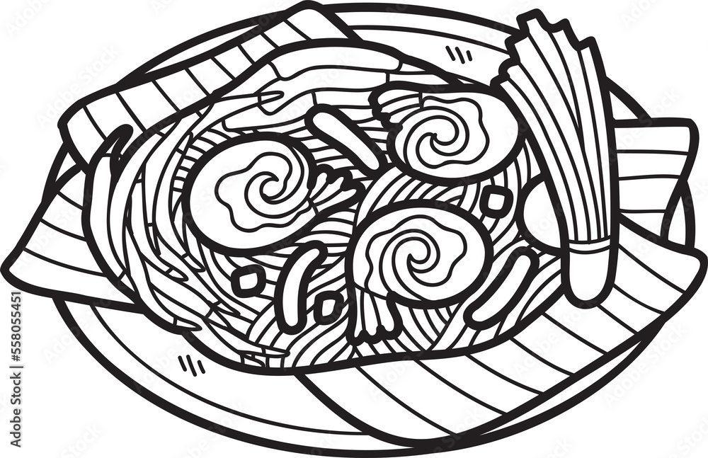 Hand Drawn Pad Thai or Thai food illustration Hand Drawn Pad Thai or Thai food illustration