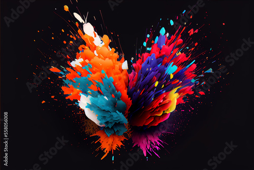 heart of colorful splashes. generative ai