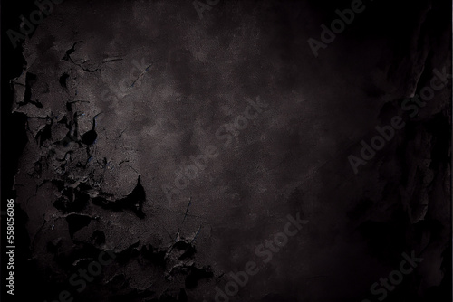 Dark grunge backdrop texture. Generative AI © Julian