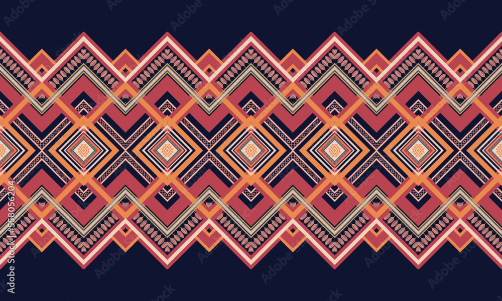 Abstract geometric ethnic pattern design for clothing, fabric, background, wallpaper, wrapping, batik. Knitwear, Pixel pattern, Embroidery style. Vector illustration