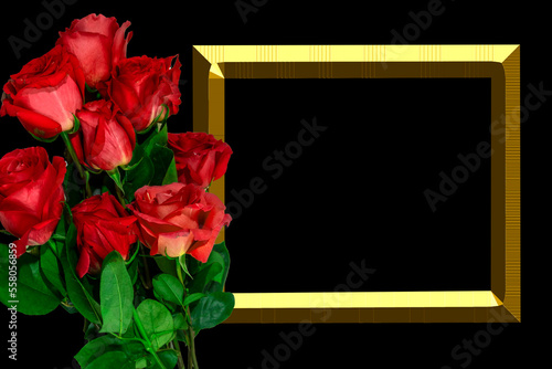 Invitation to a funeral or commemoration with red roses. Can also be used as a banner