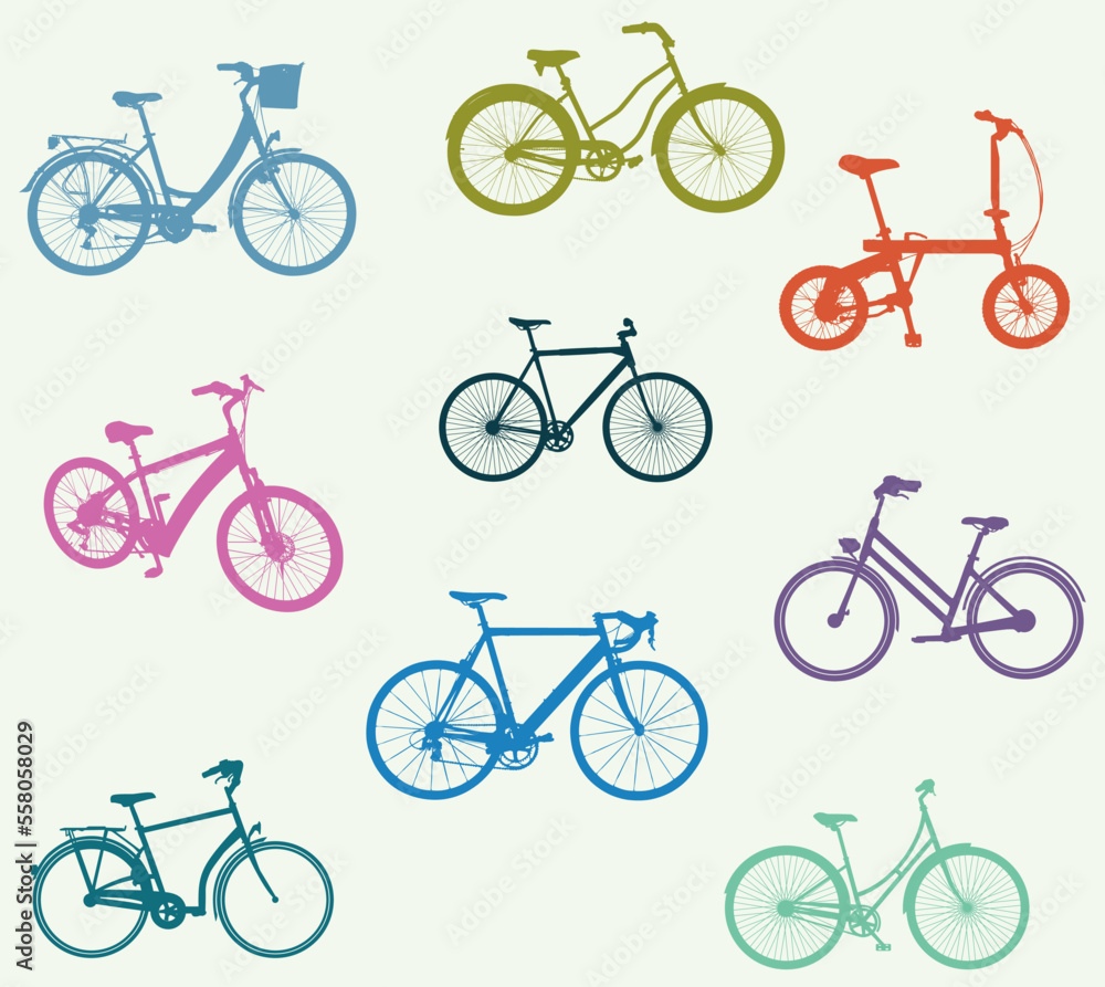Colorful Bicycle Icons Set Colorful Bicycle Icons Set