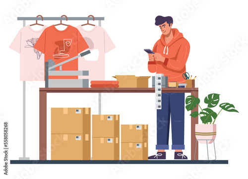 Online business owner packing product orders