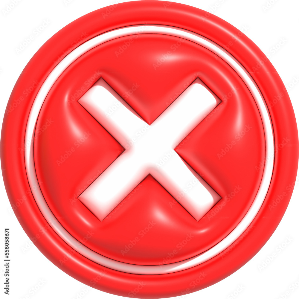 No, Wrong and Declined 3D icon, Realistic Negative Red cross symbol 3D rendering illustration No, Wrong and Declined 3D icon, Realistic Negative Red cross symbol 3D rendering illustration