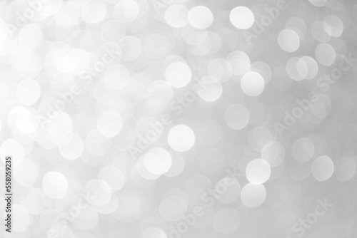 Silver background Abstract Bokeh Christmas. 