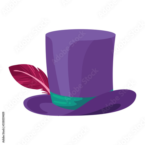 purple tophat with feather