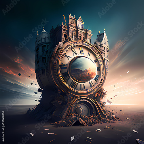 A time machine. A mystical clock standing in the middle of nowhere. A portal to another epoch photo