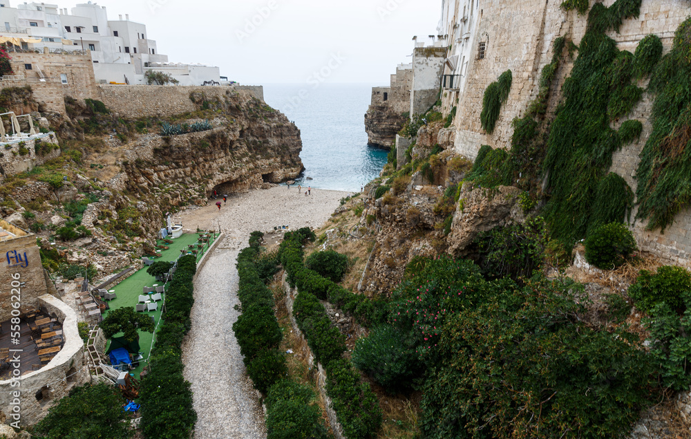 Small gult with rocks in the city of Polignano a Mare