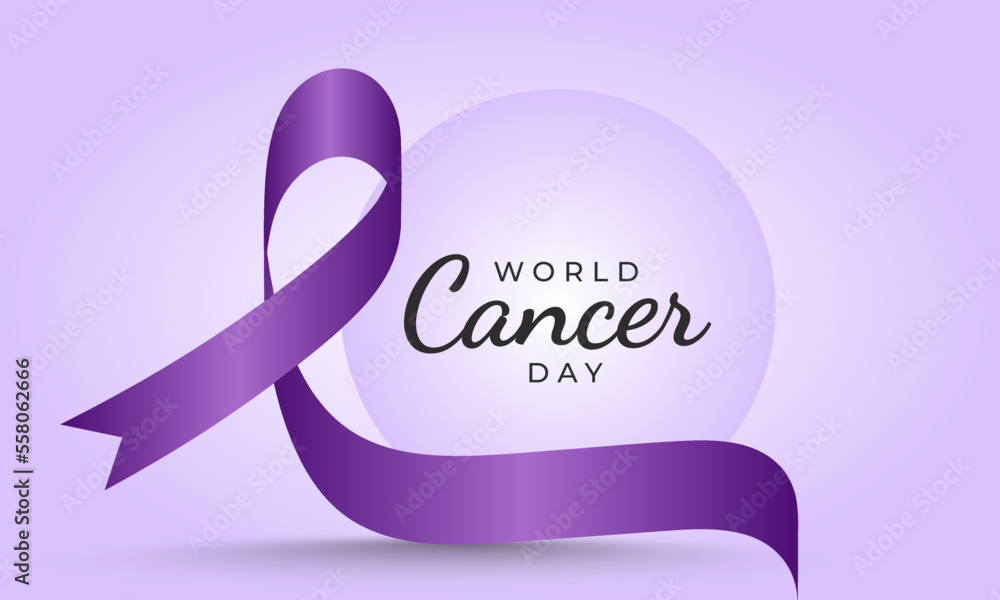 Gradient world cancer day realistic ribbon