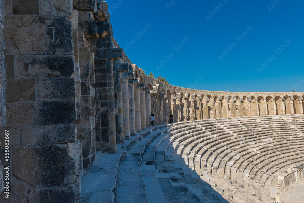 Aspendos ancient theater is located in Antalya province of Turkey.