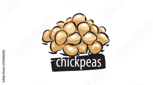 Drawn chickpeas isolated on a white background