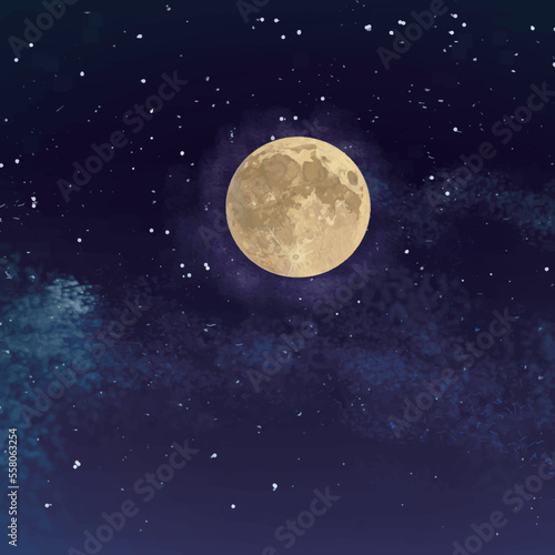 月の夜空_リアルタッチ_正方形