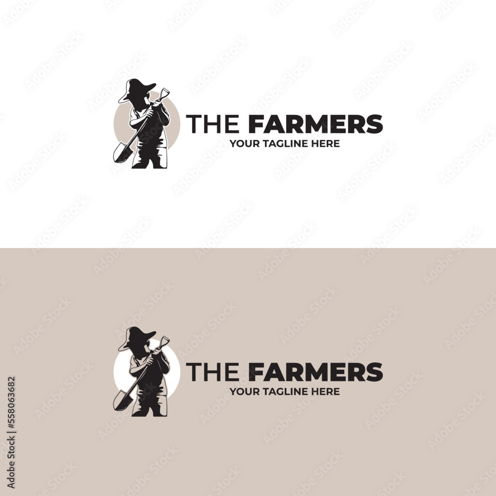 Kids farmer logo design template