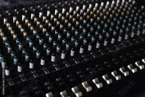 Close-up of sound mixer button